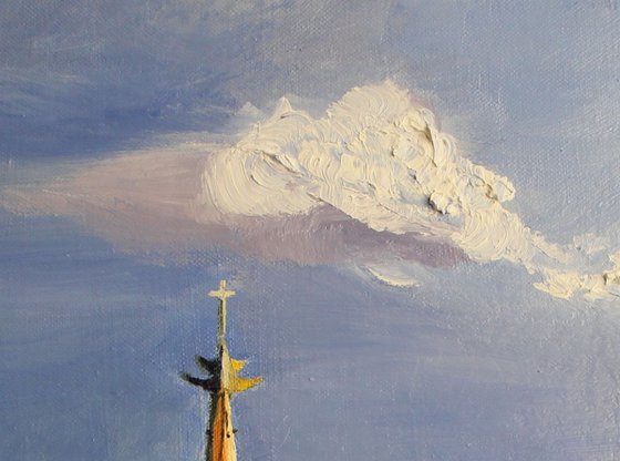God's Address, small painting, impressionistic, original oil painting, ready to hang