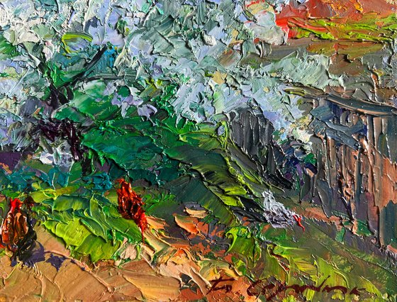 Flowering Tree and Chickens