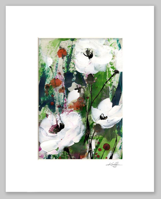 Abstract Floral Collection 3 - 3 Flower Paintings in mats by Kathy Morton Stanion