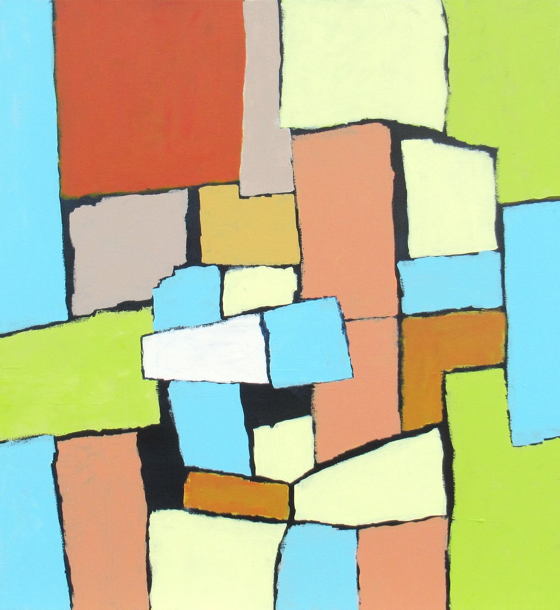 Abstract Acrylic Painting By Megha Hendrick., 24 X 26", Abstract - Blue Parade., Original Artwork