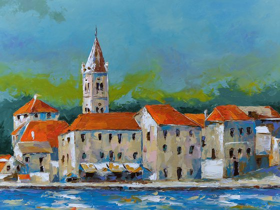 Small village Jelsa on island Hvar in Croatia. Adriatic sea