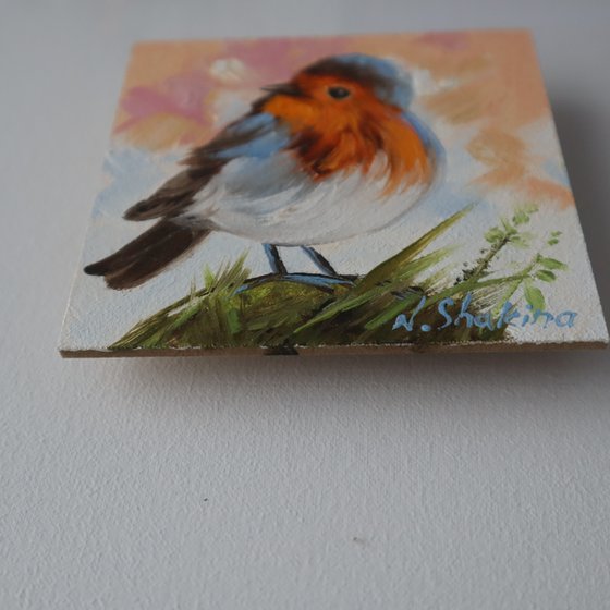 Robin Oil Painting 4x4