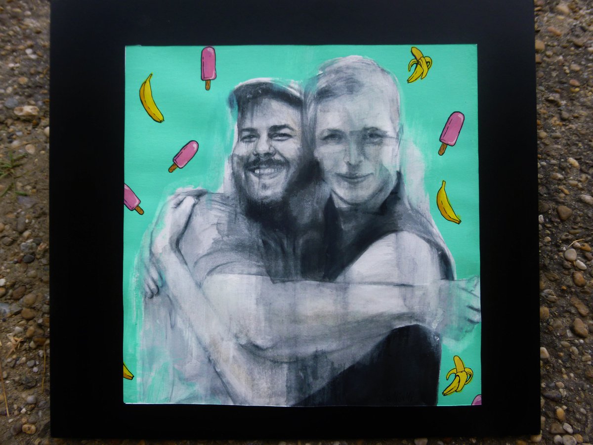 Expressive Portrait Acrylic Painting By Cynthia Gregorova, 12 X 12, Happy Times, Original Artwork