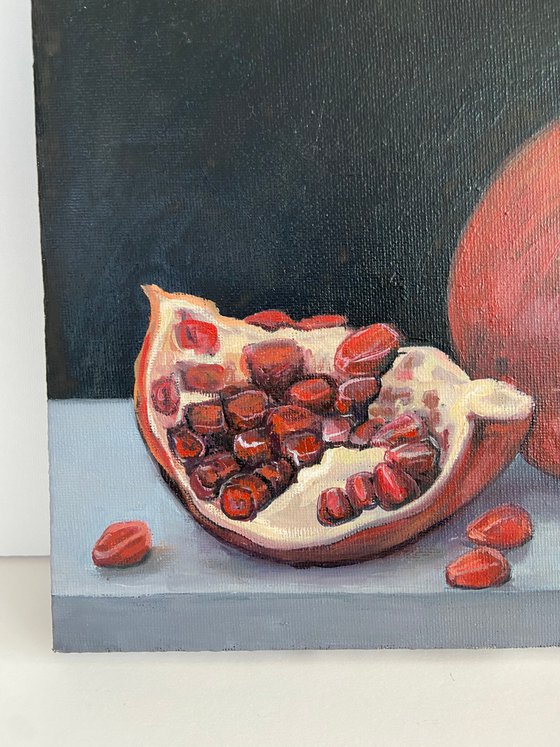 Pomegranate oil painting still life