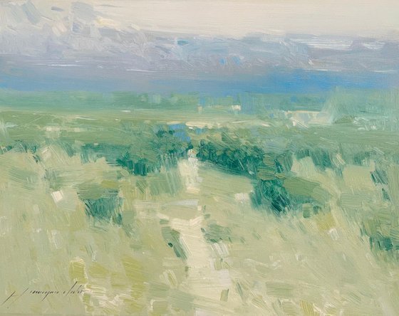 Marble Field, Original oil painting, Handmade artwork, One of a kind