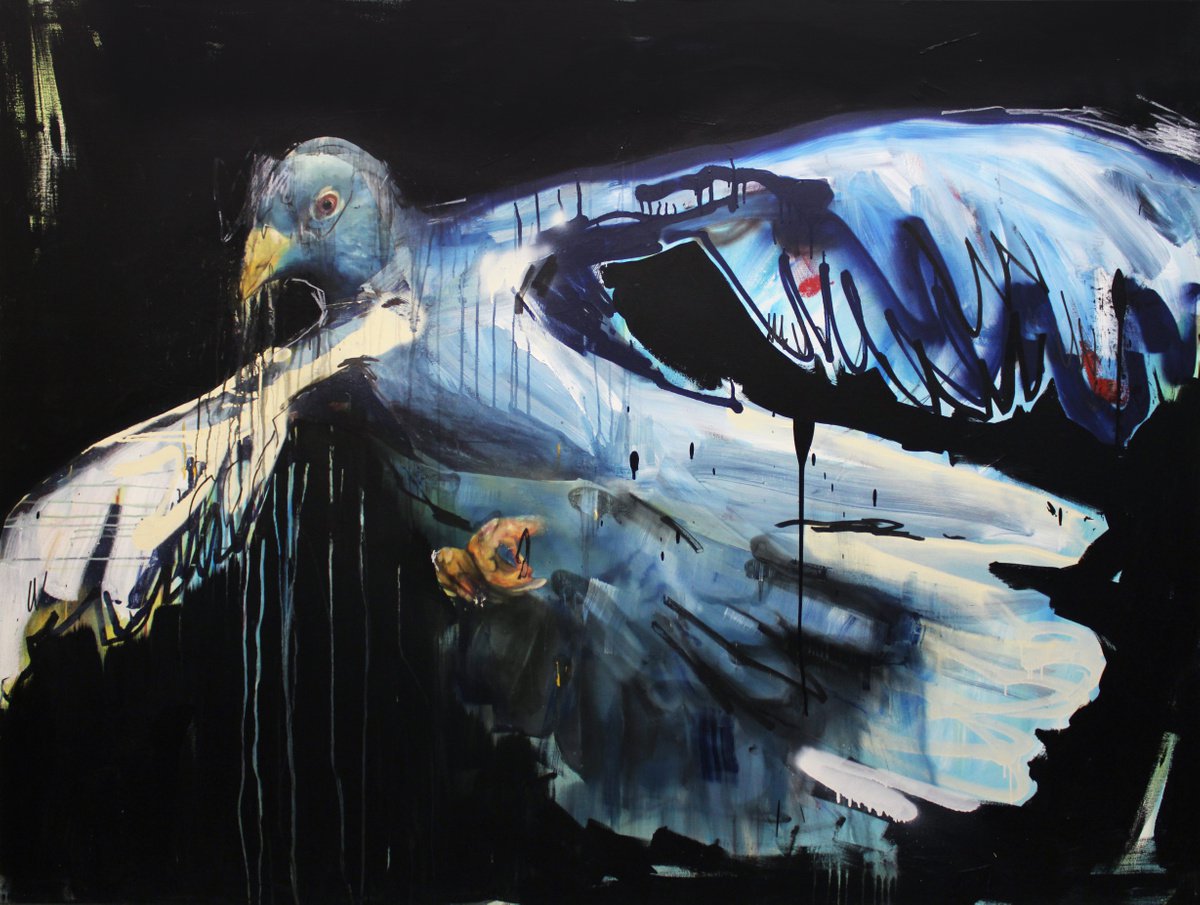 Expressive Animal Oil Painting By Milos Hronec, 79 X 59", Desire, Original Artwork