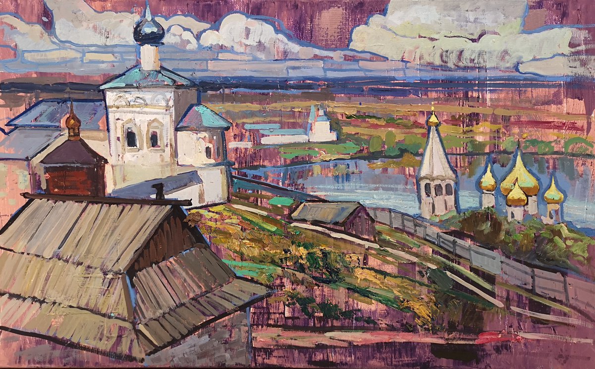Old Russia. Rural landscape Painting by Maria Barkovskaya
