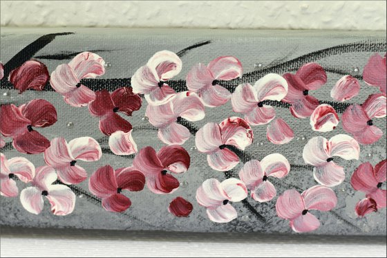 Sakura 2 -  acrylic abstract painting. cherry blossoms, nature painting, framed canvas wall art