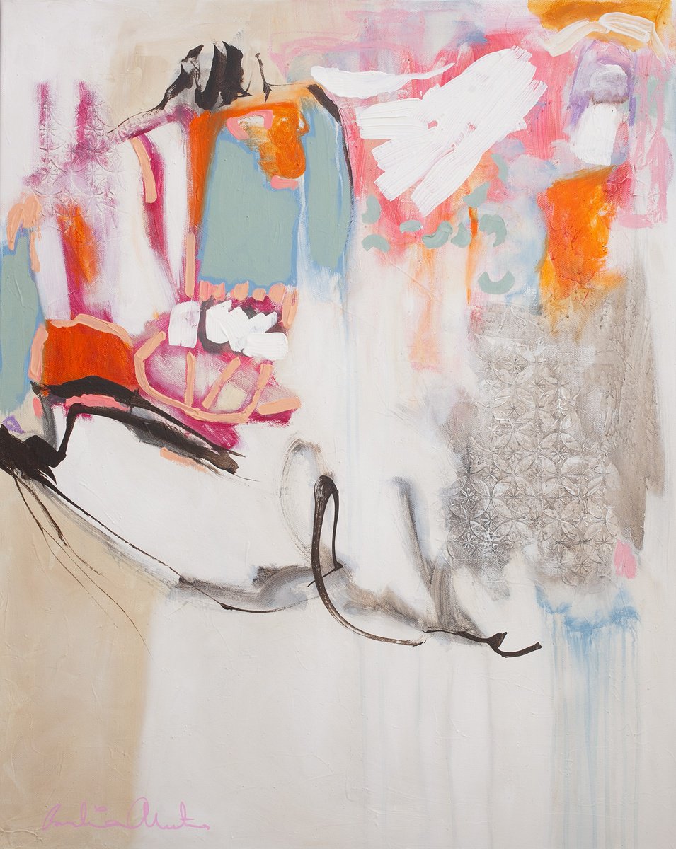 Organic Abstract Acrylic Painting By Carolina Alotus, 31 X 39, Congruence, Original Artwork