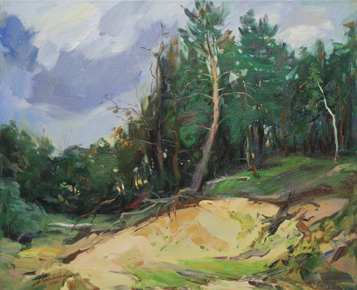Impressionistic Landscape Oil Painting By Alisa Onipchenko-Cherniakovska, 31 X 26, On The Edge, Original Artwork
