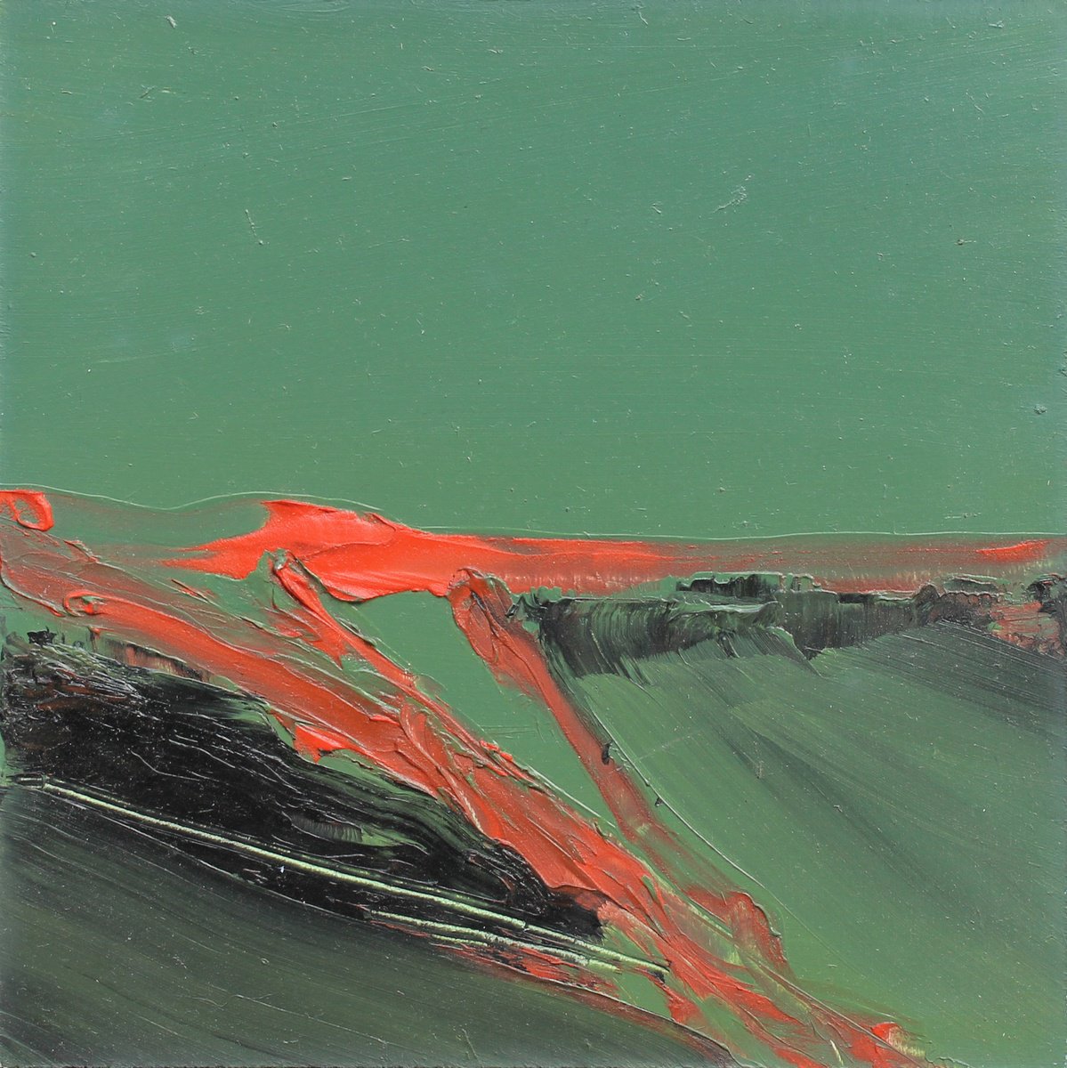 Abstract Landscape Oil Painting By Emma Pesti, 8 X 8, Little Lava Flow, Original Artwork