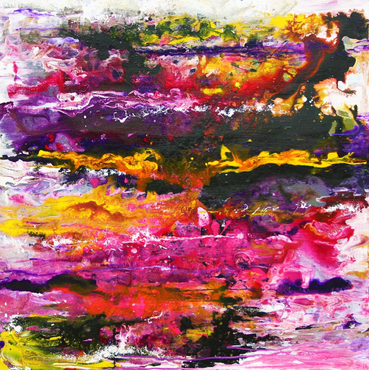Organic Abstract Acrylic Painting By Andrew Watt, 30 X 30, Pink Cumulous, Original Artwork