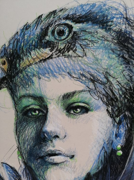 Falcon instinct - female portrait drawing