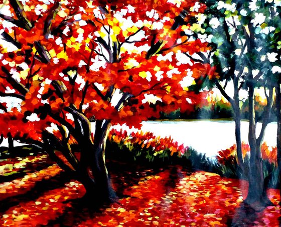 Beauty of Autumn Forest - Acrylic on Canvas Painting
