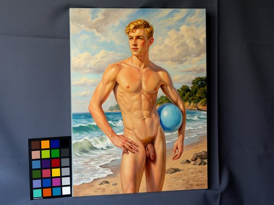 SUMMER REVERIE (NUDE MAN ON THE BEACH)