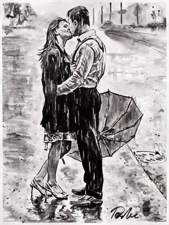 The kiss in the rain