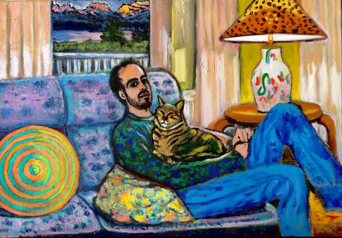 Expressive Portrait Oil Painting By Susan Stewart, 22 X 15", Conversations With Plato, Original Artwork