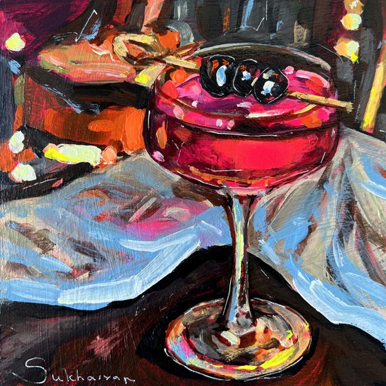 Still Life with Pink Cocktail