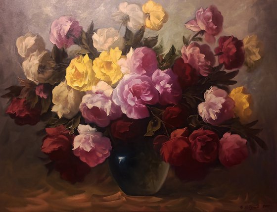 Roses100x80cm, oil painting, palette knife)