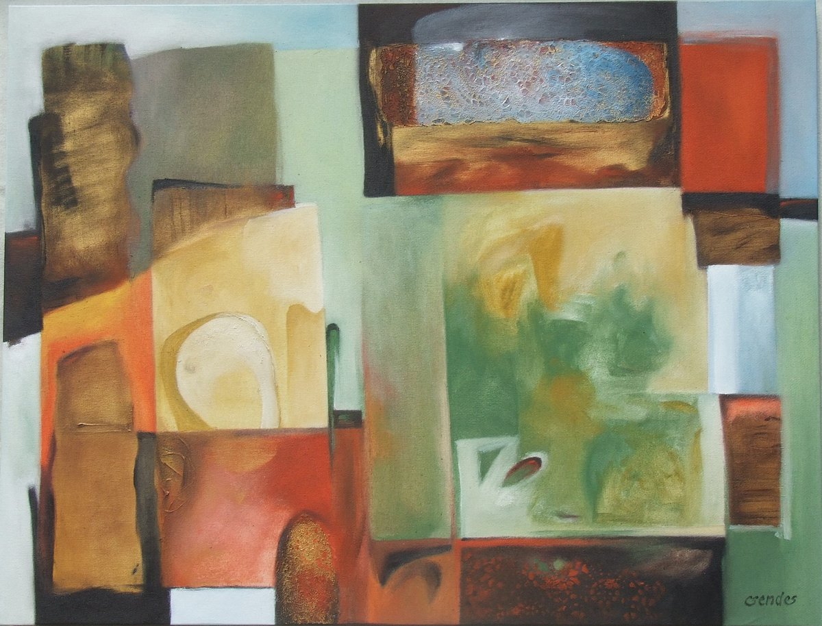 Expressive Abstract Oil Painting By Csaba Csendes, 33 X 26, Lace Kiss, Original Artwork