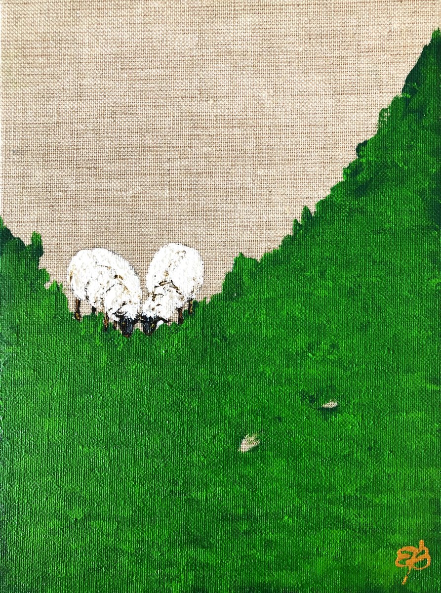 Expressive Animal Acrylic Painting By Lena Smirnova, 7 X 9", Baa!, Original Artwork