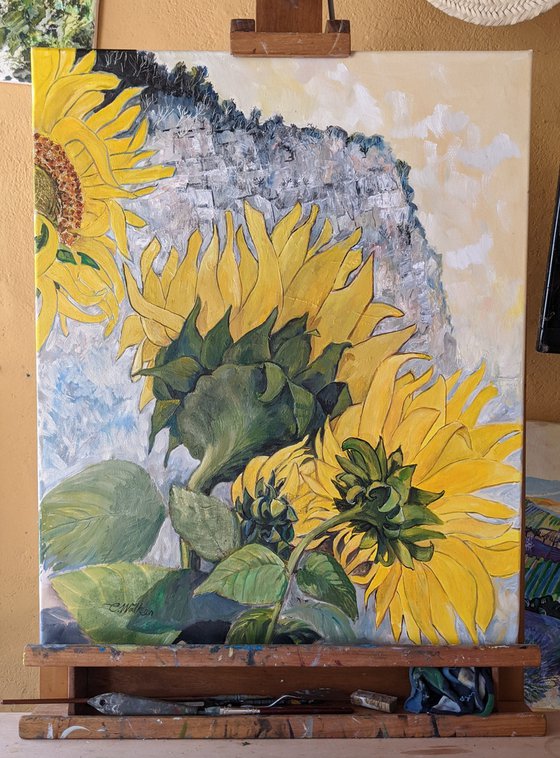 Sunflowers under the Cliff -Tournesols sous la falaise