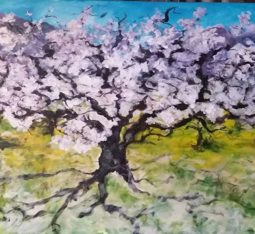 "Almond Trees in landscape "triptych by Hilda Hendriksen