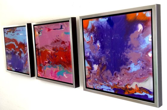Abstract Painting Contemporary Original art on Plexiglass One of a kind  Framed  Ready to Hang Signed with Certificate of Authenticity