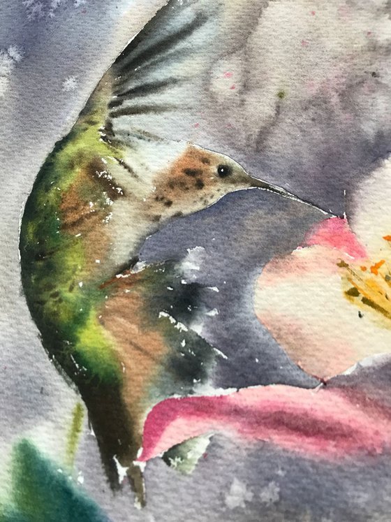 Hummingbird and flower (Little bird)