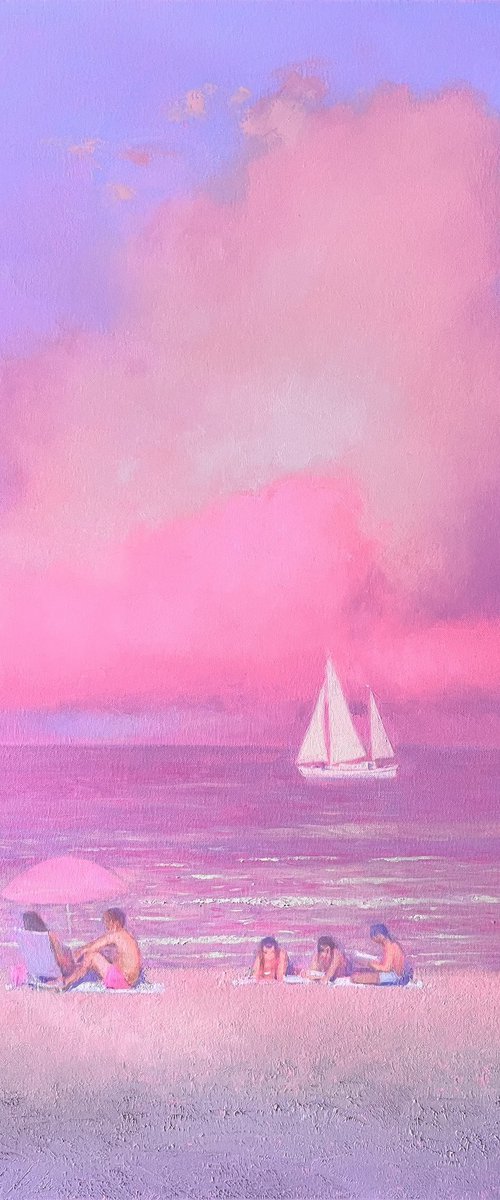 Pink evening at the sea by Andrii Kovalyk