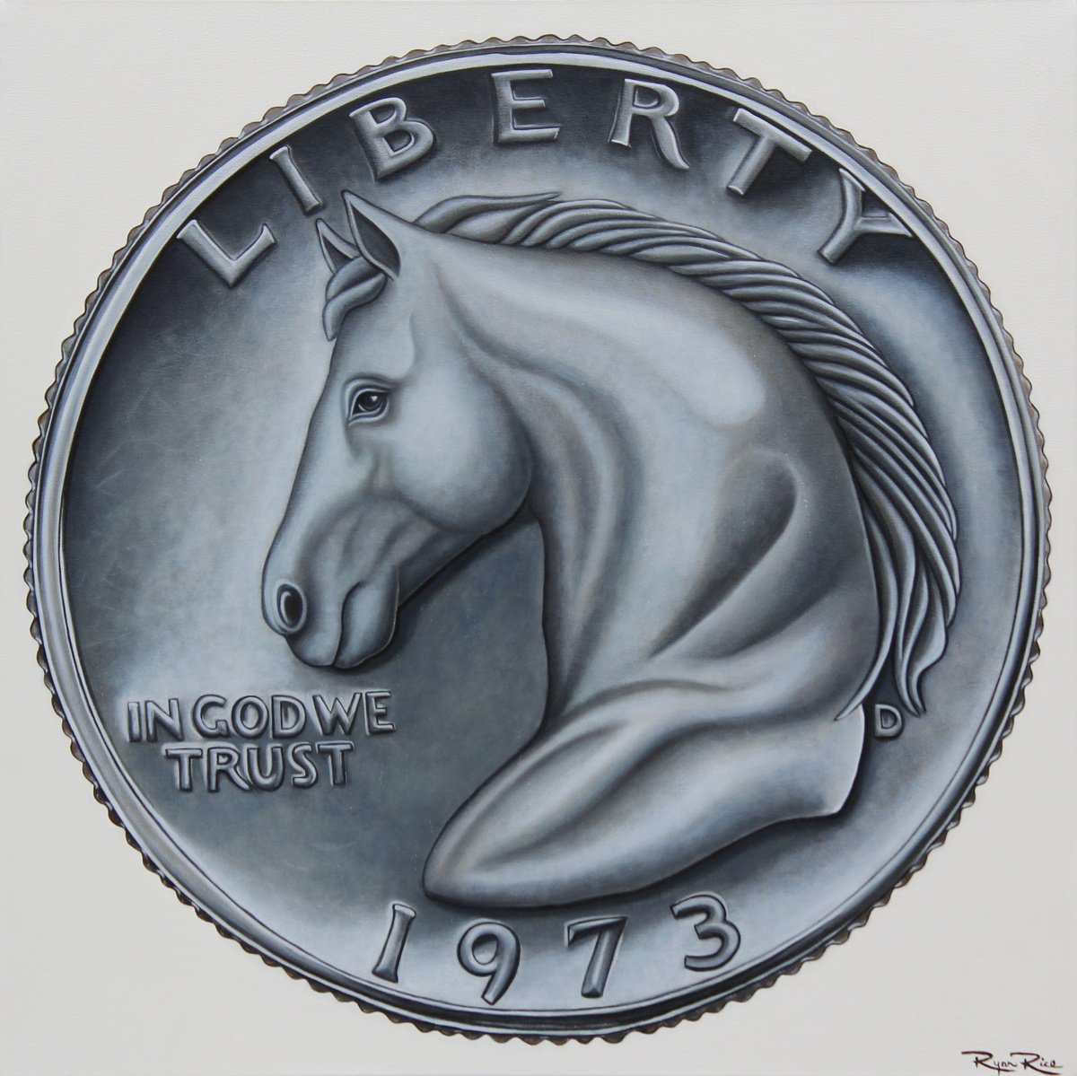 Surrealistic Animal Oil Painting By Ryan Rice, 36 X 36", Quarter Horse, Original Artwork