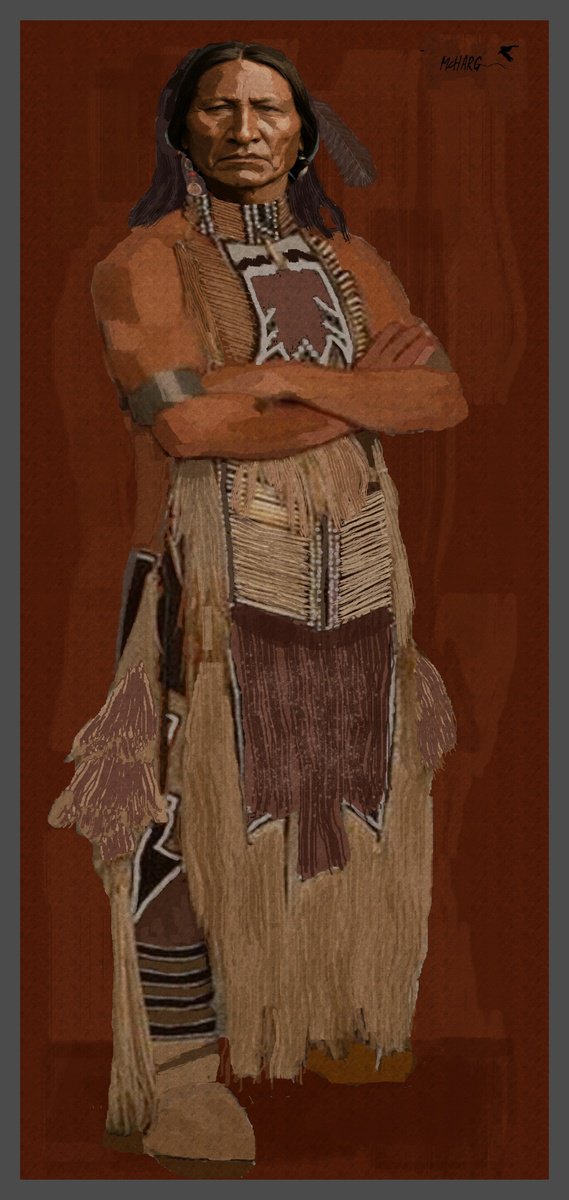 Impressionistic Portrait Painting By Joe Mcharg, 30 X 61, Old Warrior #2, Original Artwork