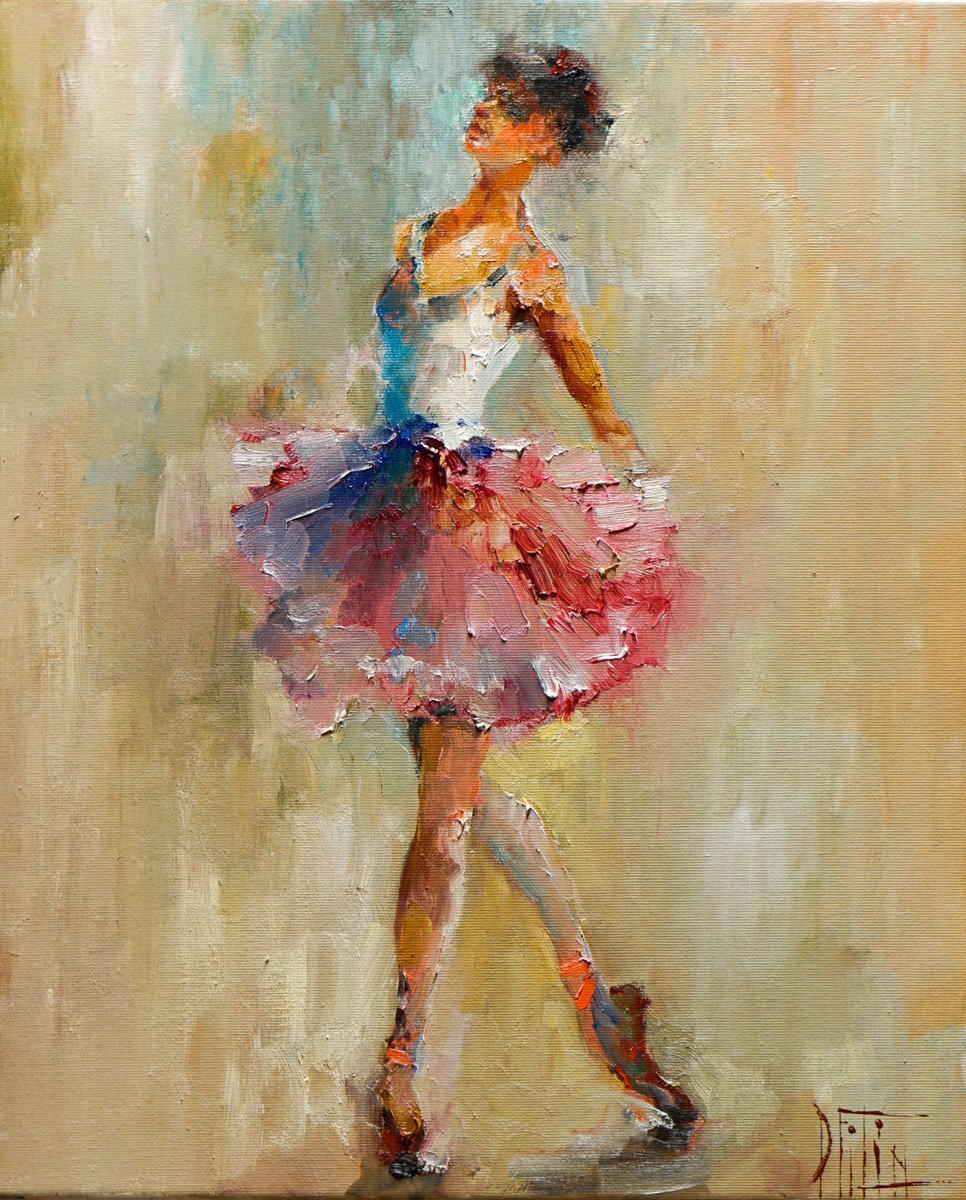 Impressionistic Portrait Oil Painting By Pavel Filin, 18 X 22", Ballet 036, Original Artwork