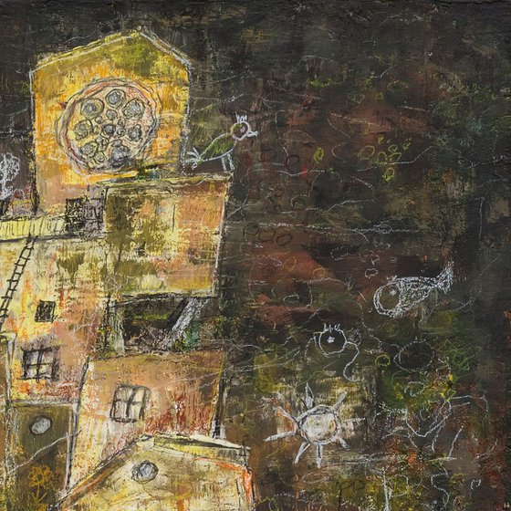 The Mill - mixed media painting