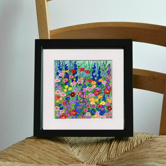 Wildflowers Two - mounted watercolour, small gift idea