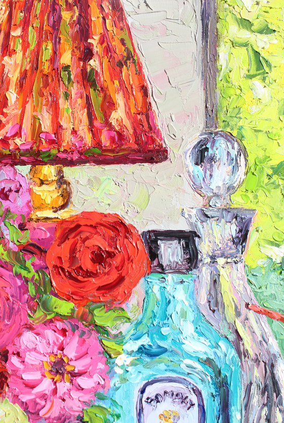 Sunlit Sapphire And Zinnias