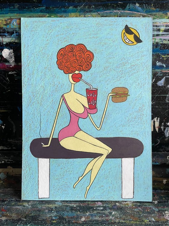 Lady with hamburger