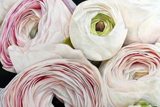 Original oil painting "My joy" with ranunculus 120*80 cm by Ivlieva Irina