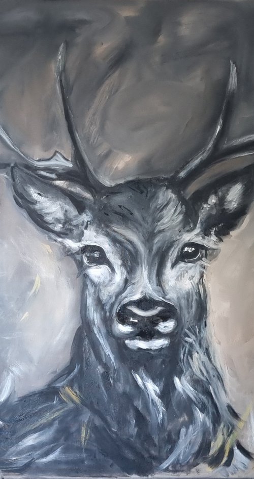 Black deer painting by Inara Axelsson