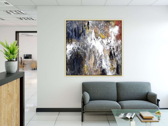 Large Abstract Neutral Brown Beige Colors Textured Painting Modern Art  Copper Bronze Gold Abstraction Landscape Contemporary Artwork Modern Art for Living Room