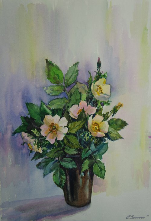 Rosehip in a vase by Elena Sanina