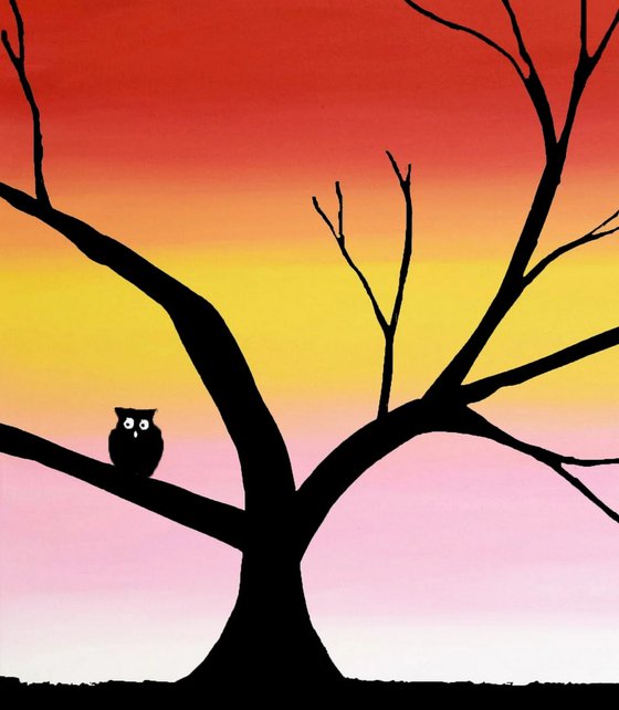 The Owl and the Pussycat 3 panel wall abstract