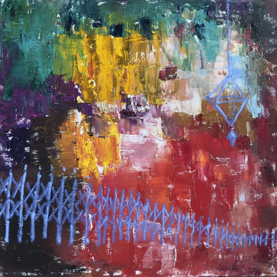 Abstract Blue Straw Spider