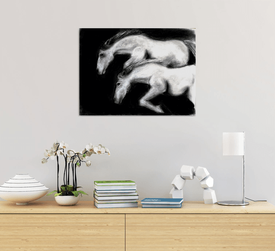 Two Horses Leaping
