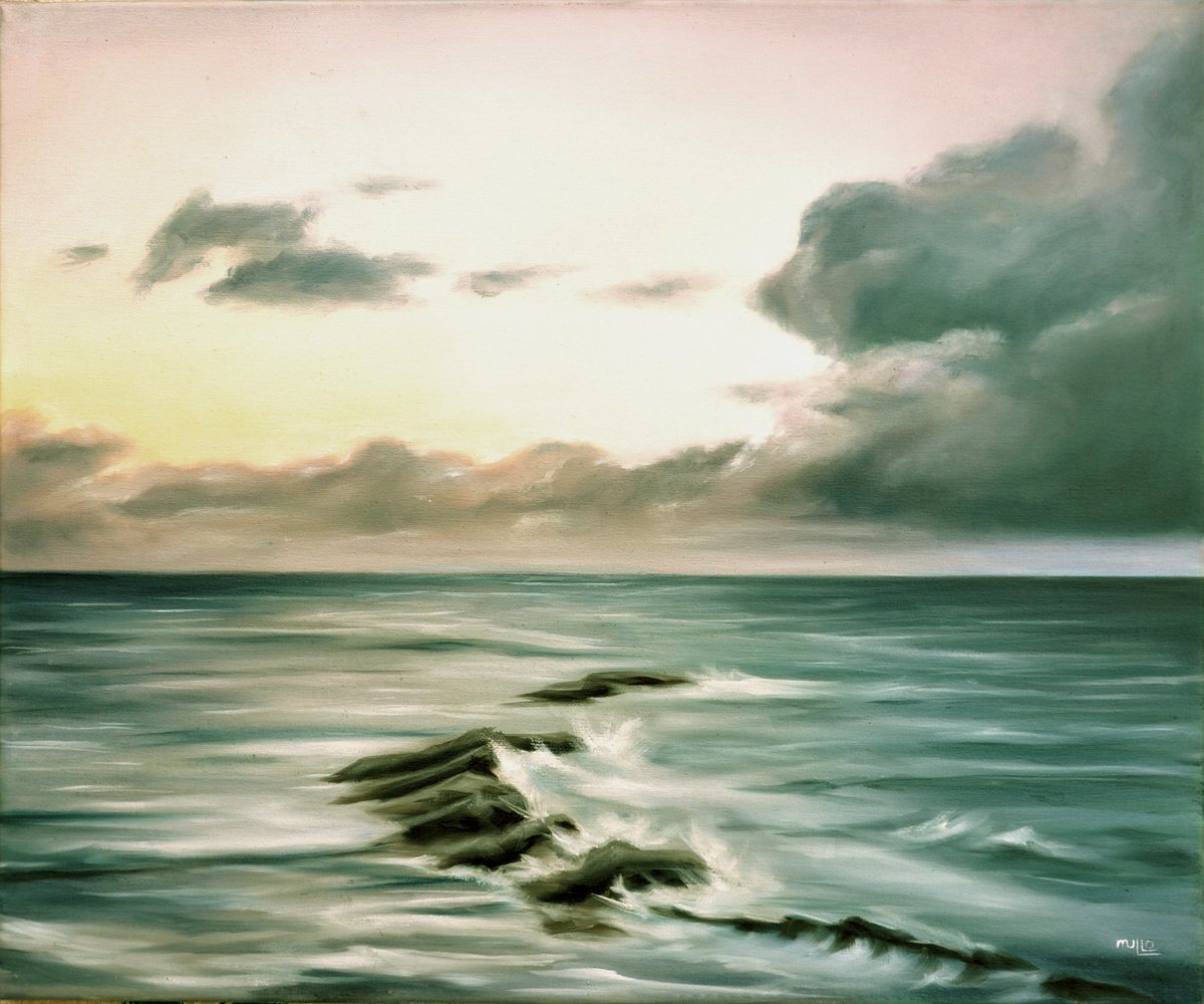 Organic Landscape Oil Painting By Mullo Art, 24 X 20", Breaking Dusk, Original Artwork