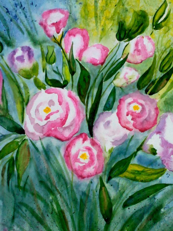 Ranunculus original watercolor painting