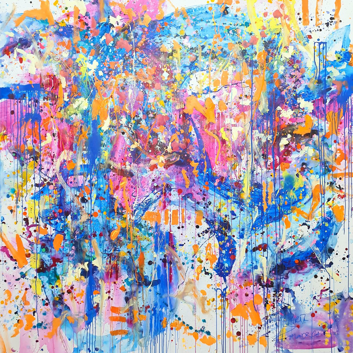 Abstract Acrylic Painting By Marta Zawadzka, 75 X 75", Whispers Of Inspiration, Original Artwork