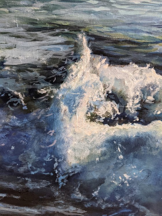 The Atlantic Ocean - original oil painting - seascape painting - oil art waves