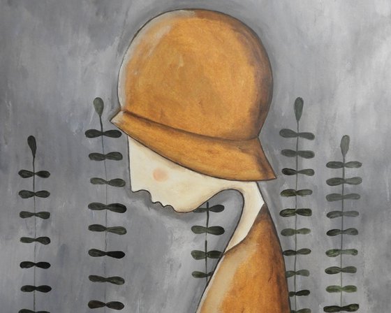 The girl with a yellow hat