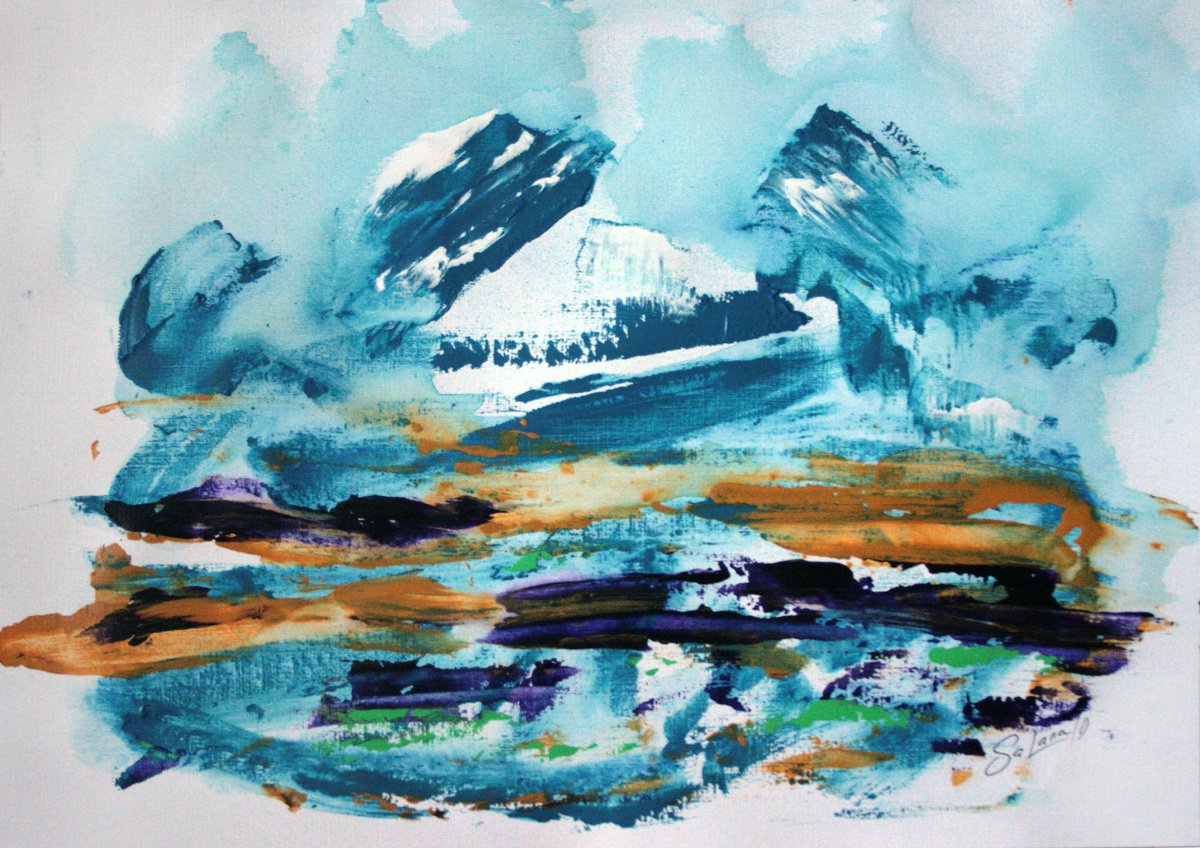 Expressive Abstract Acrylic Painting By Salana Art / Svetlana Samovarova, 17 X 12", Expression V, Original Artwork